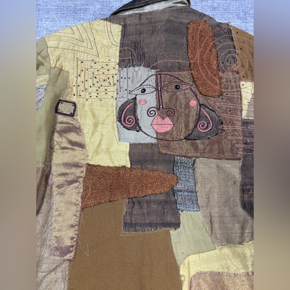 VTG Sandy Starkman Womens Artsy Patchwork Blazer Jacket Size M Art To Wear - Picture 9 of 10